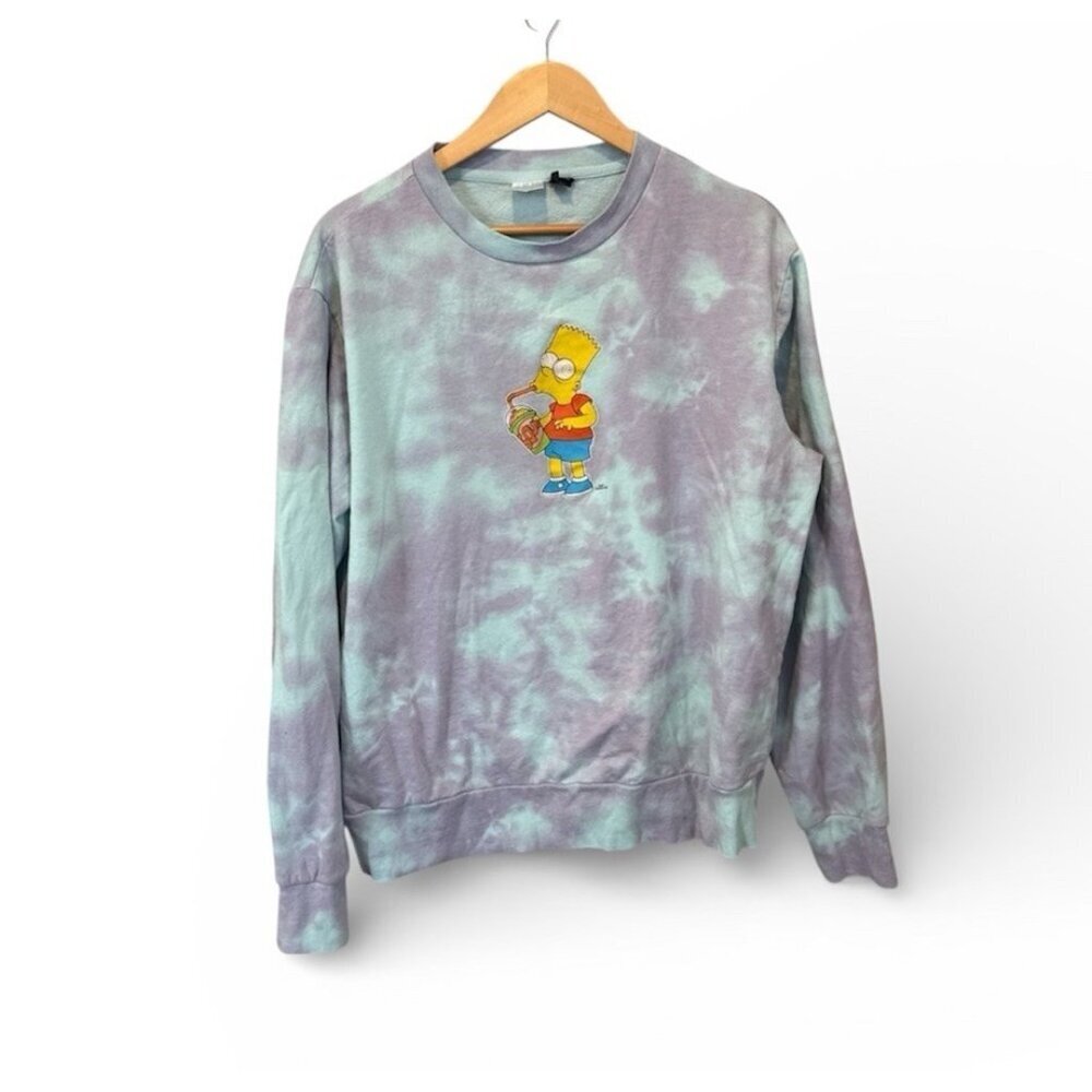 Bart Simpson Crewneck Sweatshirt Large The Simpsons Cartoon 90s Tie Dye